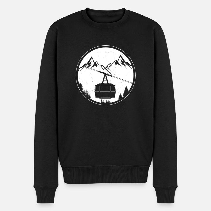 Seilbahn Gondel Bergbahn Retro Weiß Vintage - Männer Premium Bio Pullover - Schwarz