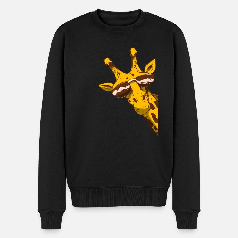 Coole Giraffe mit Sonnenbrille - Männer Premium Bio Pullover - Schwarz