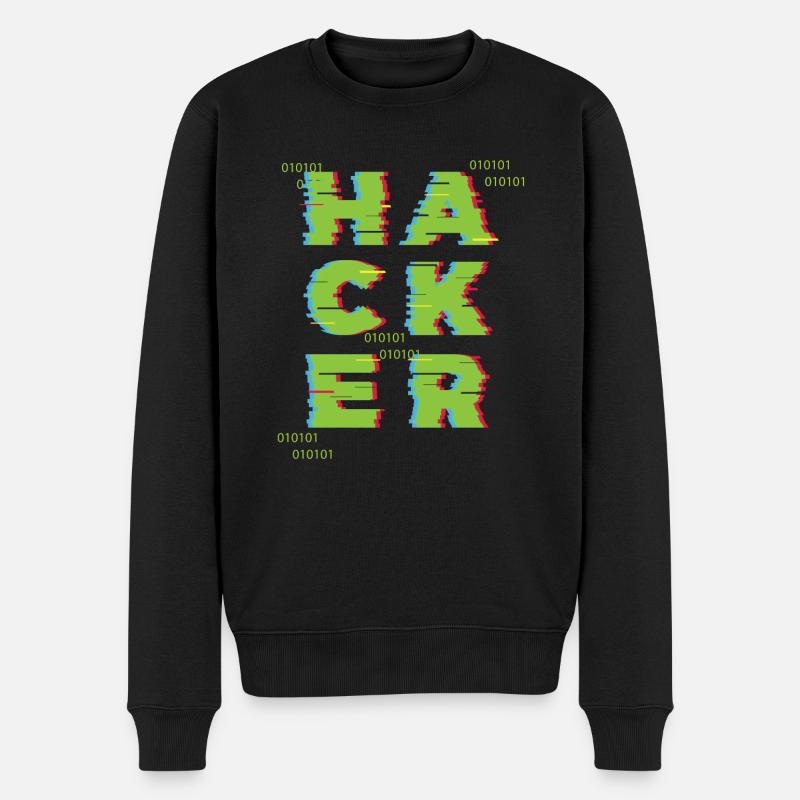 Hacker 0101 - Männer Premium Bio Pullover - Schwarz