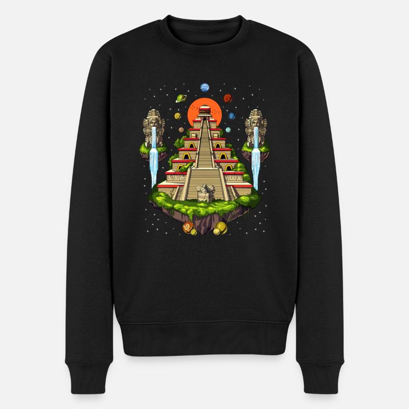 Azteken-Pyramideninsel - Männer Premium Bio Pullover - Schwarz