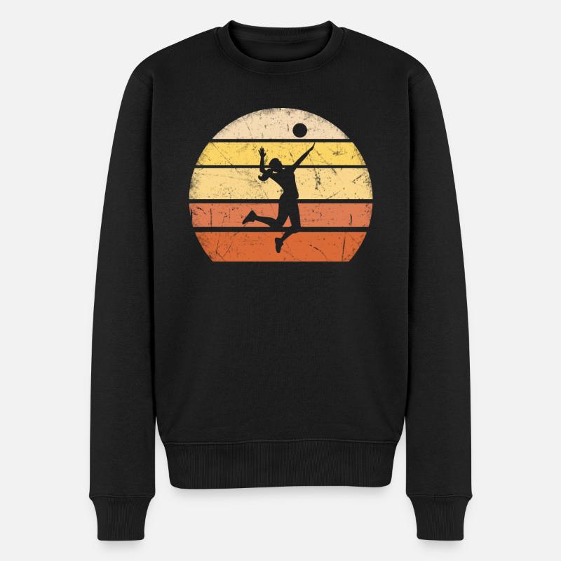 Retro Damen Beachvolleyball - Männer Premium Bio Pullover - Schwarz