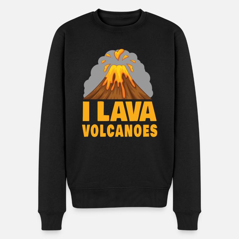 Vulkan Lava Lustig - Männer Premium Bio Pullover - Schwarz