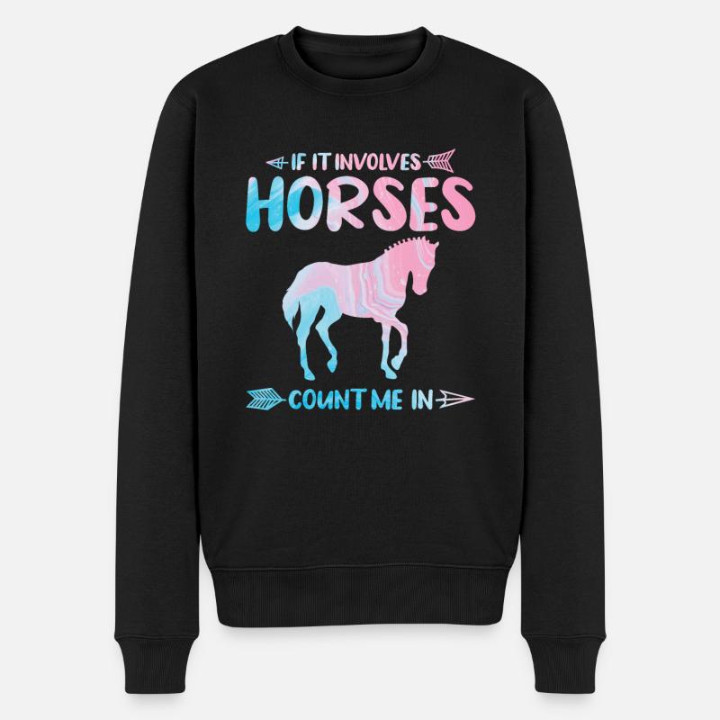 Pferde Pferde Geschenk - Männer Premium Bio Pullover - Schwarz