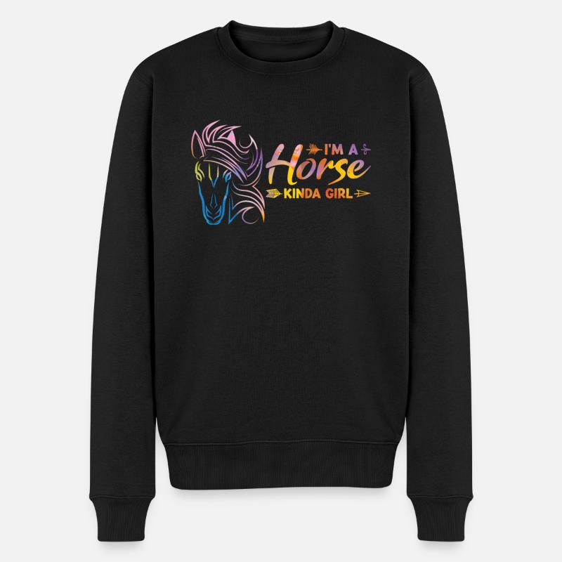 Pferd Mädchen Pferd Girl Geschenk - Männer Premium Bio Pullover - Schwarz