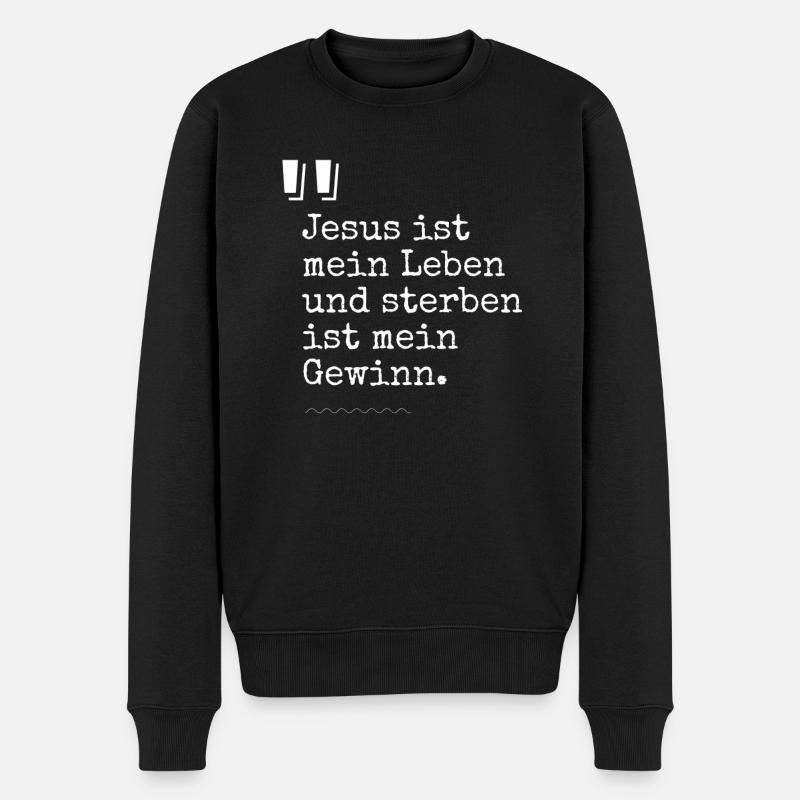 Christliche Sprüche Jesus ist mein Leben - Männer Premium Bio Pullover - Schwarz