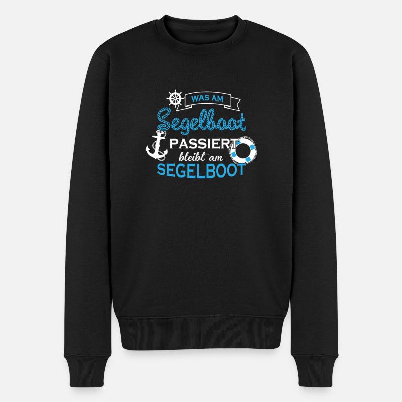 Was am Segelboot passiert bleibt am Segelboot - Männer Premium Bio Pullover - Schwarz