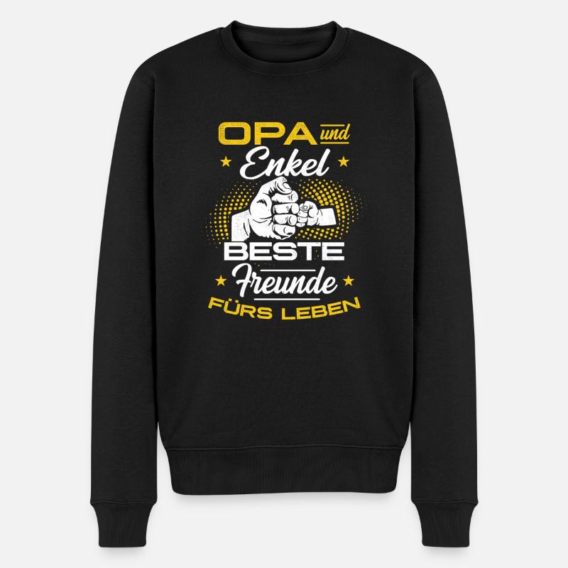 Opa Und Enkel Beste Freunde Fürs Leben - Männer Premium Bio Pullover - Schwarz