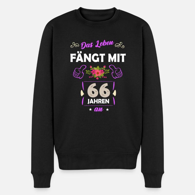 66. Geburtstag Geschenk 66 Jahre Spruch - Männer Premium Bio Pullover - Schwarz