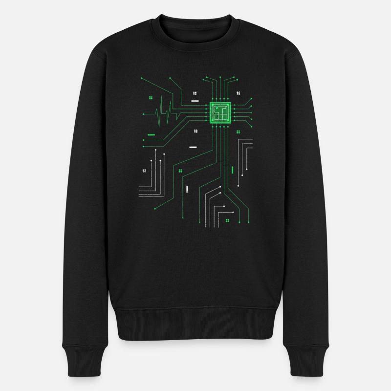 Admin Computer Herz Informatiker - Männer Premium Bio Pullover - Schwarz