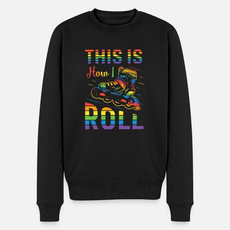 Rollerblading Retro Roll skate - Männer Premium Bio Pullover - Schwarz