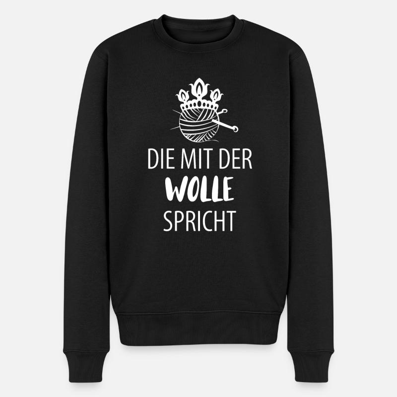 Wolle Stricken Wollknäuel - Männer Premium Bio Pullover - Schwarz