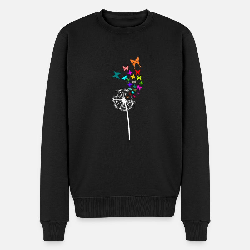 Pusteblume Schmetterlinge Geschenk - Männer Premium Bio Pullover - Schwarz