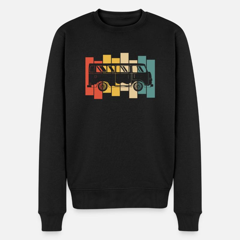 Retro Camper Bus Caravan Vintage Camper Bus - Männer Premium Bio Pullover - Schwarz