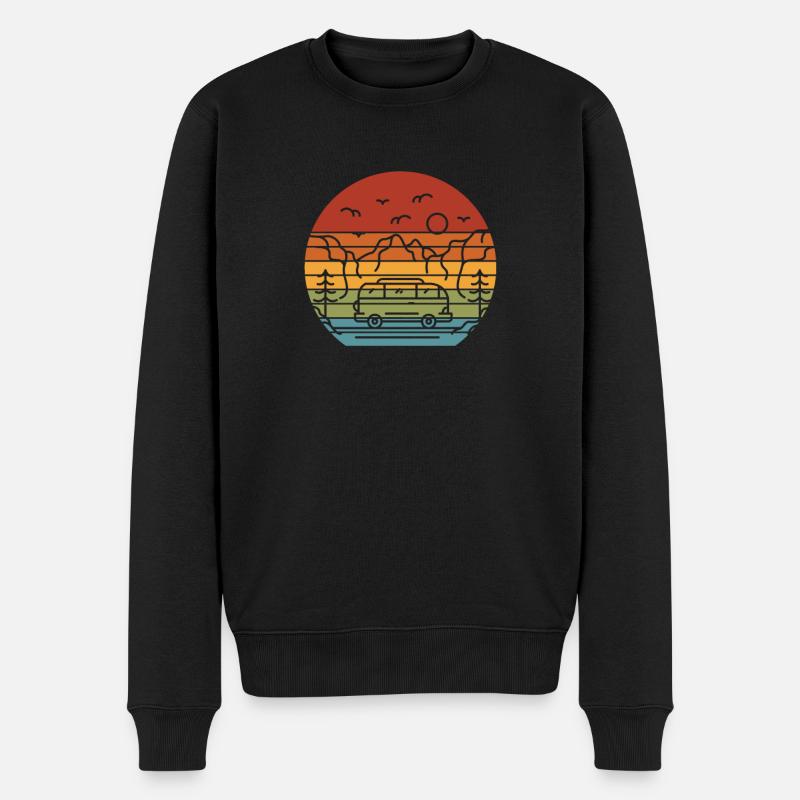 Retro Camper Bus Caravan Vintage Camper Bus - Pull Premium bio Homme - noir