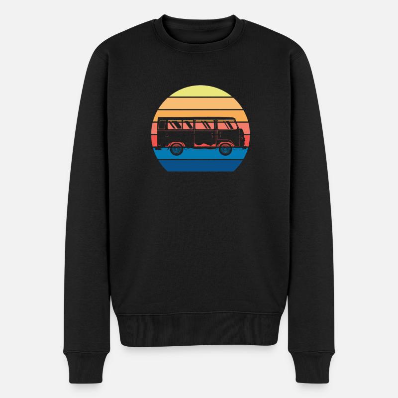 Retro Camper Bus Caravan Vintage Camper Bus - Männer Premium Bio Pullover - Schwarz