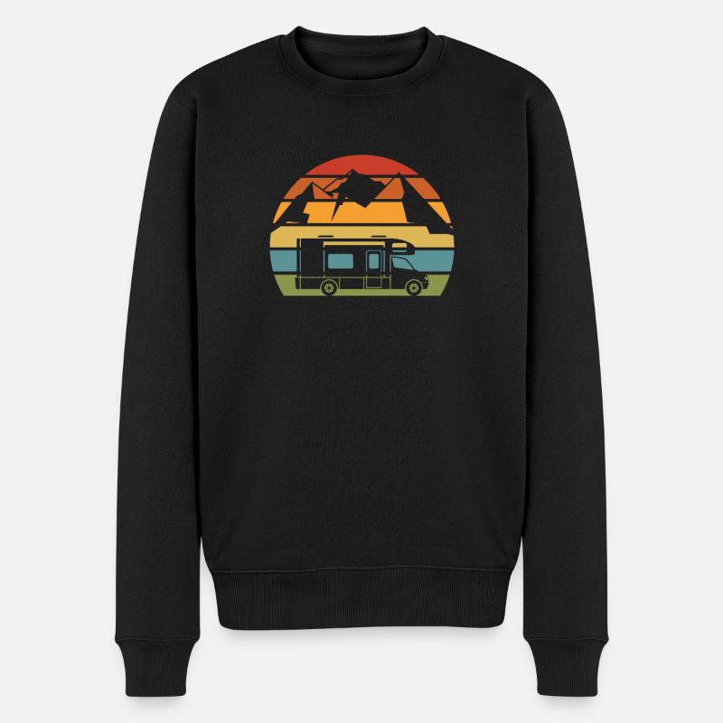Retro Camper Bus Caravan Vintage Camper Bus - Männer Premium Bio Pullover - Schwarz