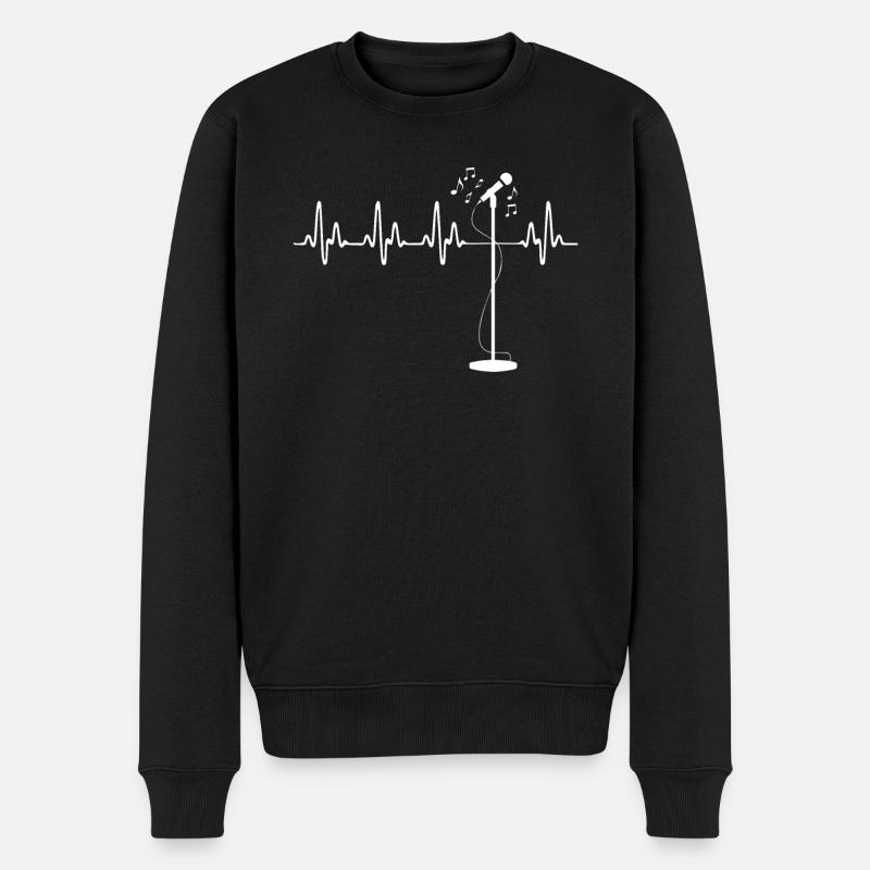 Heartbeat Mikrofon Singender Sänger Karaoke - Männer Premium Bio Pullover - Schwarz