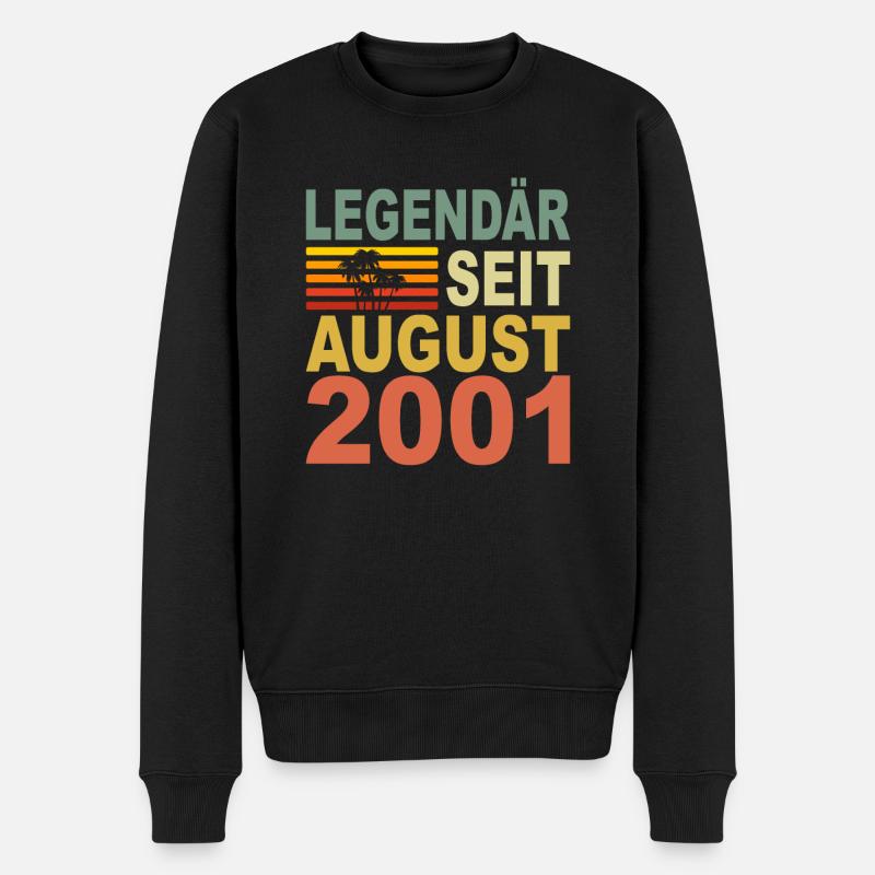 Legendär seit August 2001 Geburtstag Geschenk 2001 - Männer Premium Bio Pullover - Schwarz