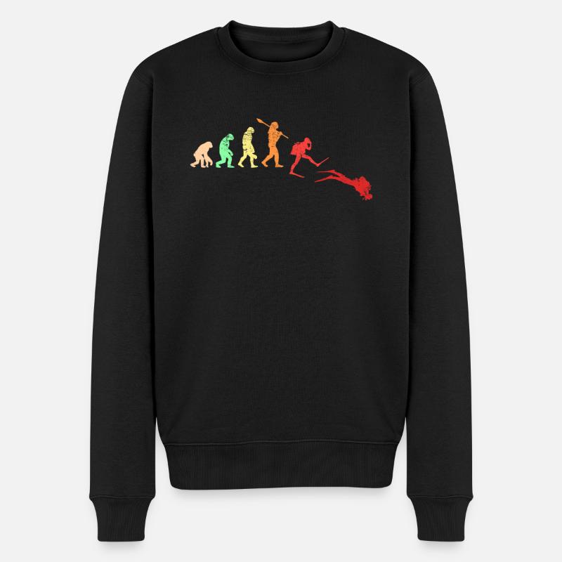 Tauchen Taucher Retro Vintage Evolution - Männer Premium Bio Pullover - Schwarz