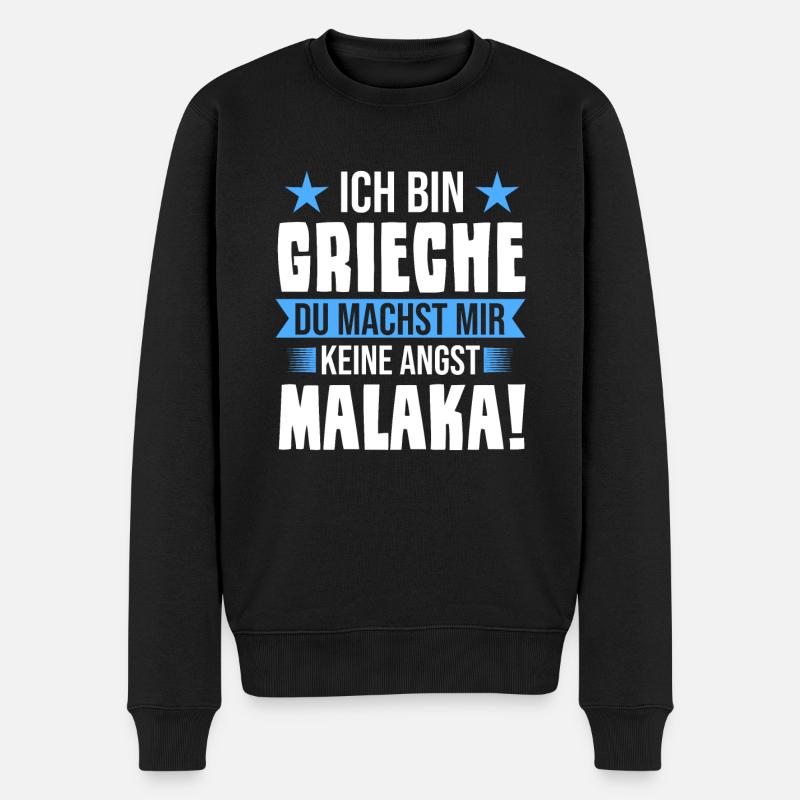 Malaka Griechisch Grieche Geschenk - Männer Premium Bio Pullover - Schwarz