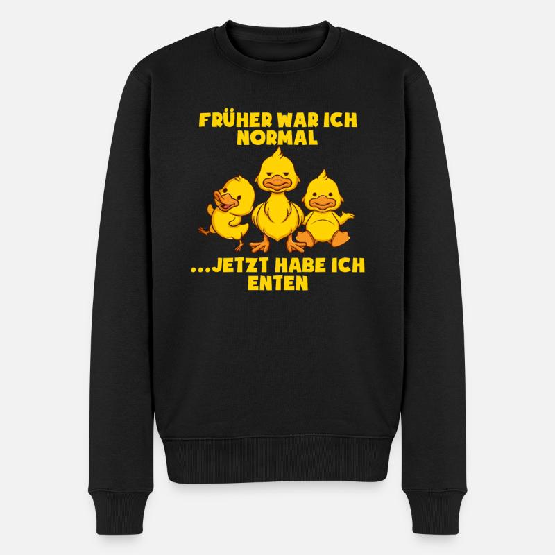 Früher war ich normal jetzt habe ich Enten - Männer Premium Bio Pullover - Schwarz