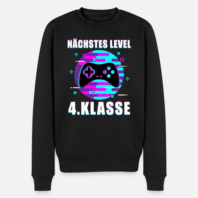 4. Klasse Gamer Zocker Spruch Schulbeginn Geschenk - Männer Premium Bio Pullover - Schwarz