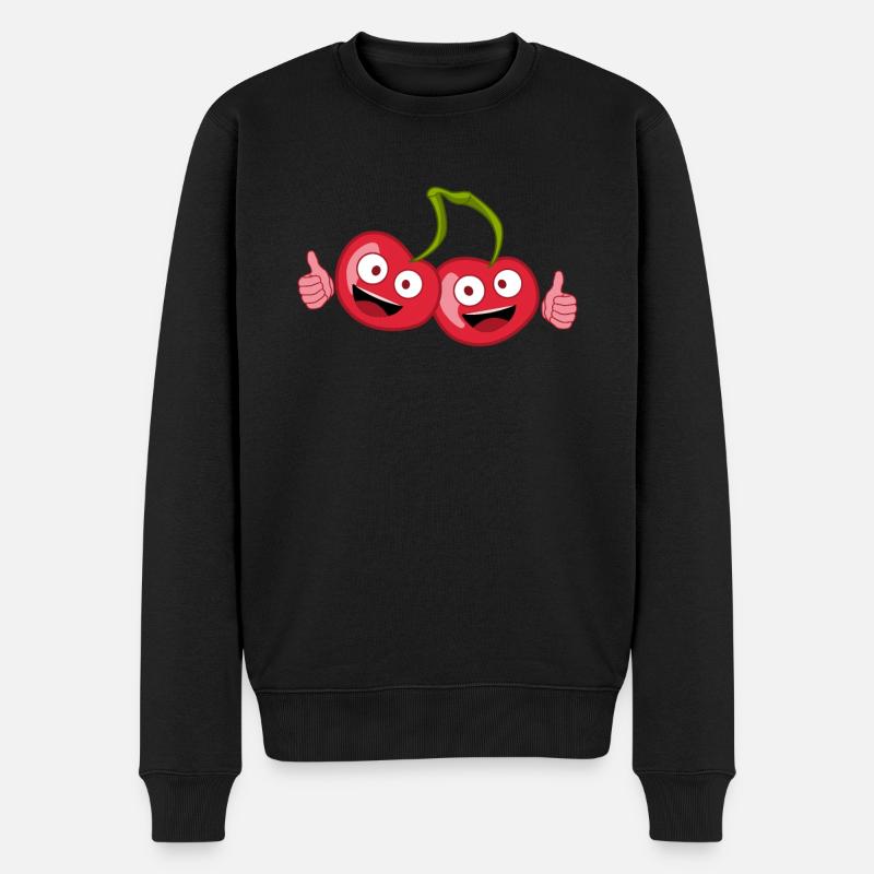 Kirschen Daumen hoch Cherries Kirsche - Männer Premium Bio Pullover - Schwarz