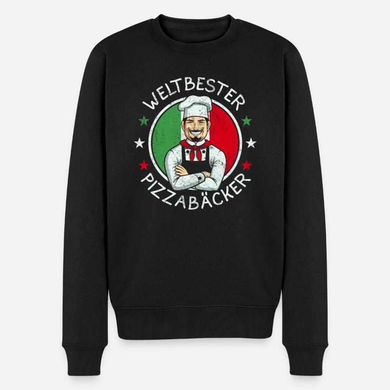 Weltbester Pizzabäcker Retro Vintage Geschenk - Männer Premium Bio Pullover - Schwarz