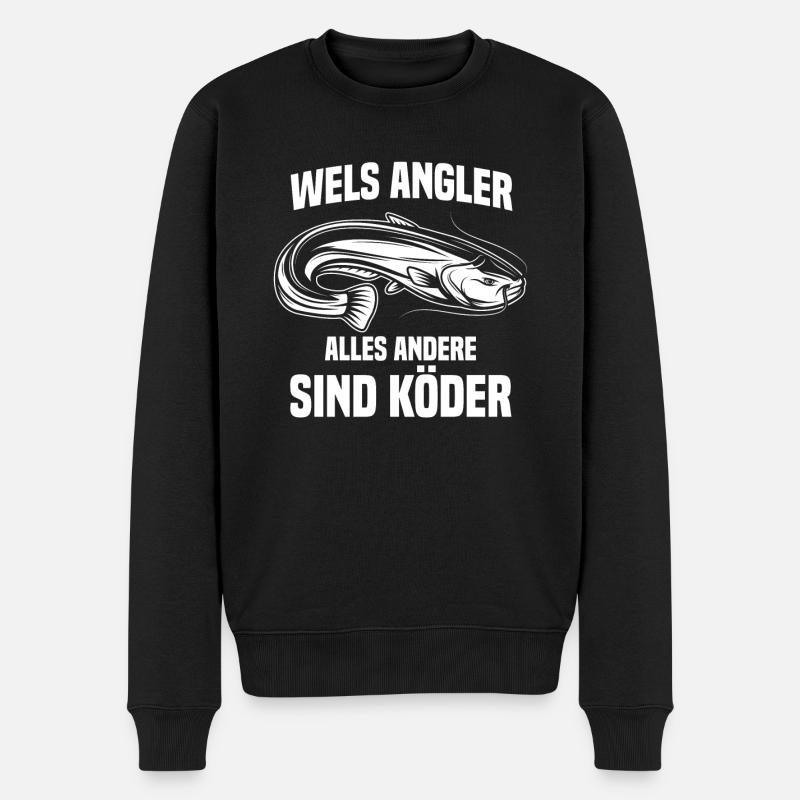 Wels Angler - Männer Premium Bio Pullover - Schwarz