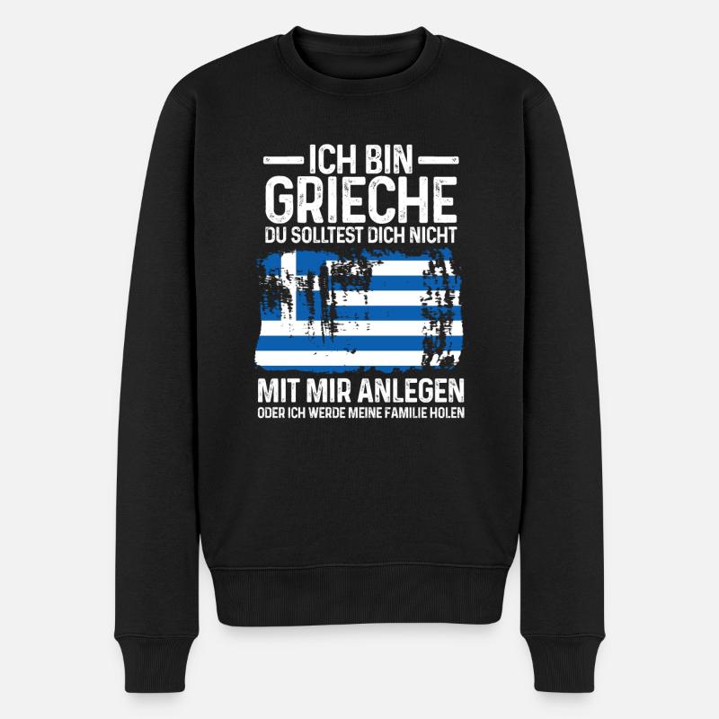 Grieche Griechisch Griechische Flagge Geschenk - Männer Premium Bio Pullover - Schwarz