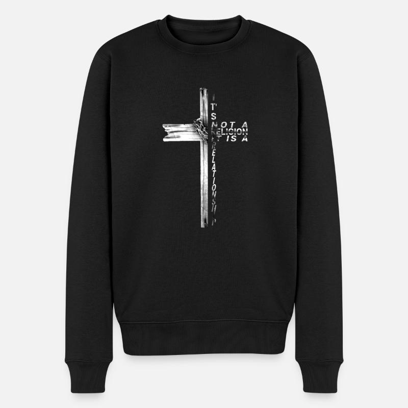 Jesus Christus Bibel Christian Christliches Kreuz - Männer Premium Bio Pullover - Schwarz