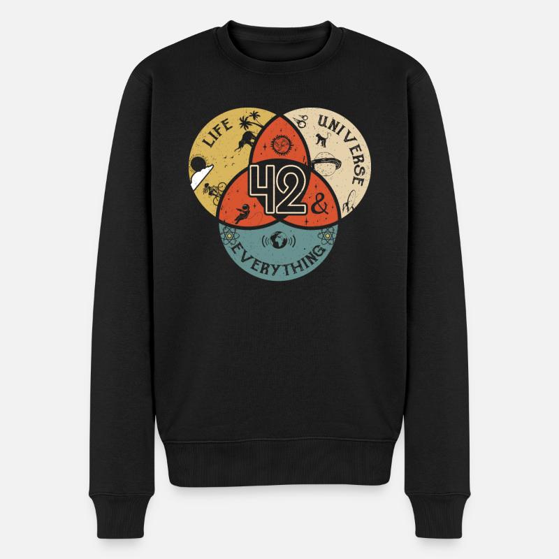 Antwort Physik Mathematik Spruch Universum - Männer Premium Bio Pullover - Schwarz