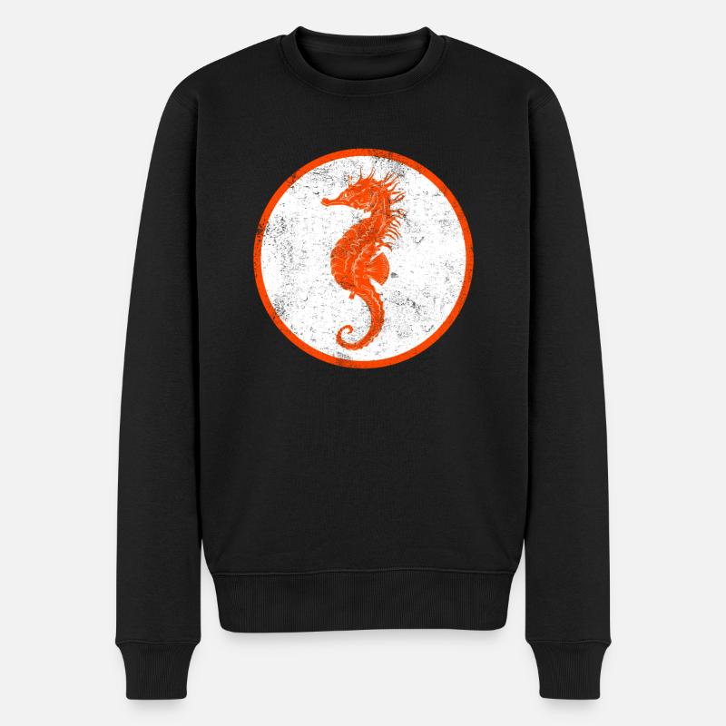Seepferdchen Vintage Kinder Geschenkidee - Männer Premium Bio Pullover - Schwarz