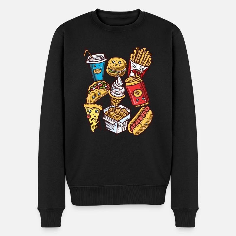 Malbouffe nourriture malsaine Fast food - Pull Premium bio Homme - noir