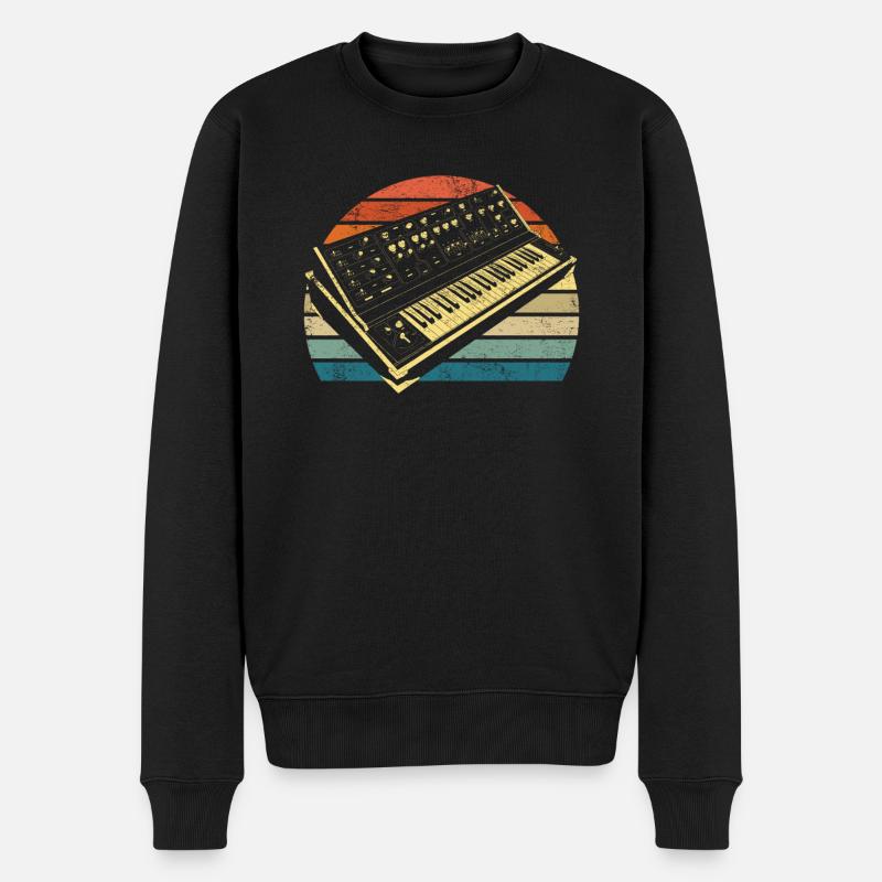 Synthesizer Keyboard Retro Vintage - Männer Premium Bio Pullover - Schwarz