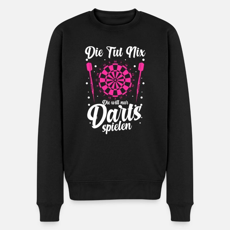 Darts Dartfan Dartsport Geschenk - Männer Premium Bio Pullover - Schwarz