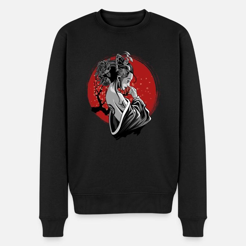 Japan Geisha - Männer Premium Bio Pullover - Schwarz