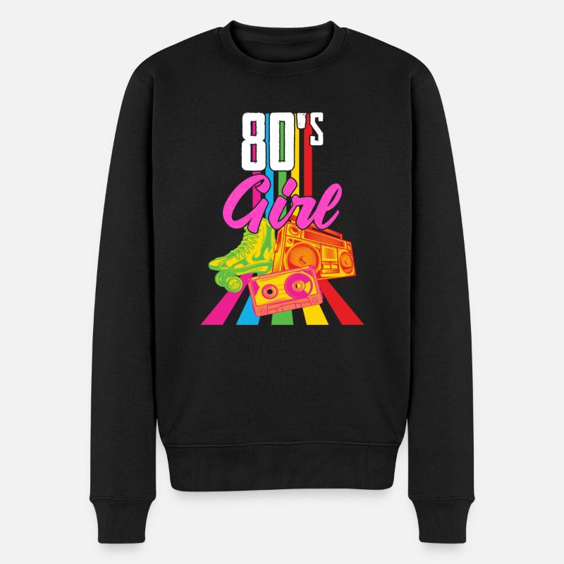 80er - 80er Jahre Mädchen - Männer Premium Bio Pullover - Schwarz