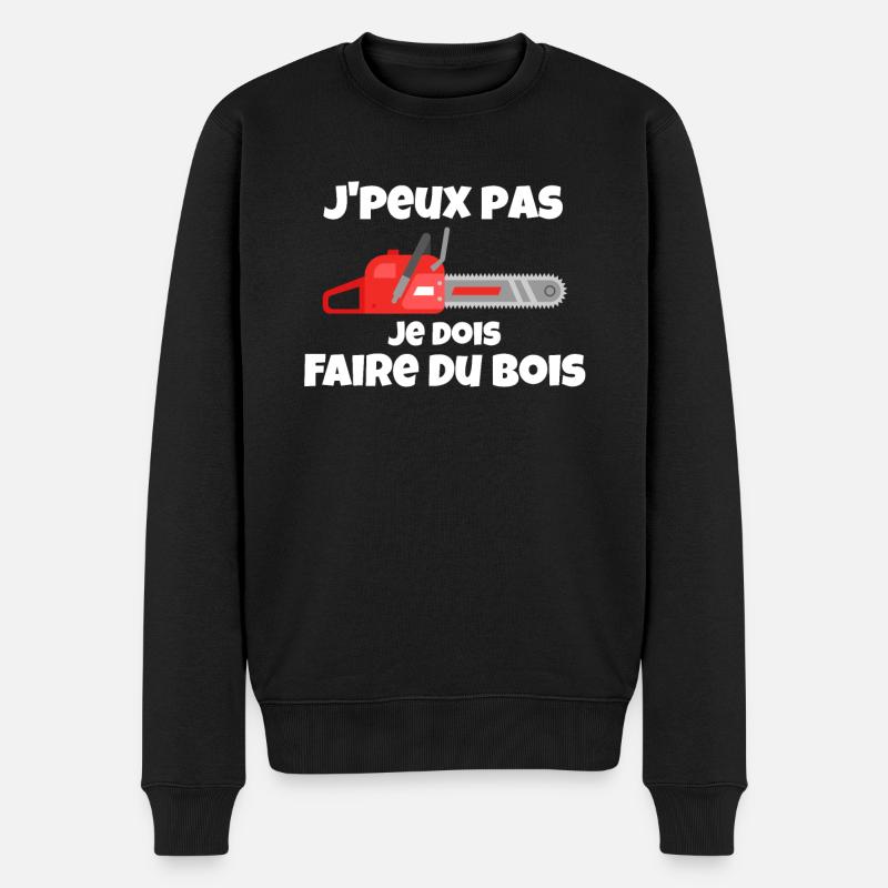 J'peux pas je dois Faire Du Bois Tronçonneuse Bûch - Pull Premium bio Homme - noir