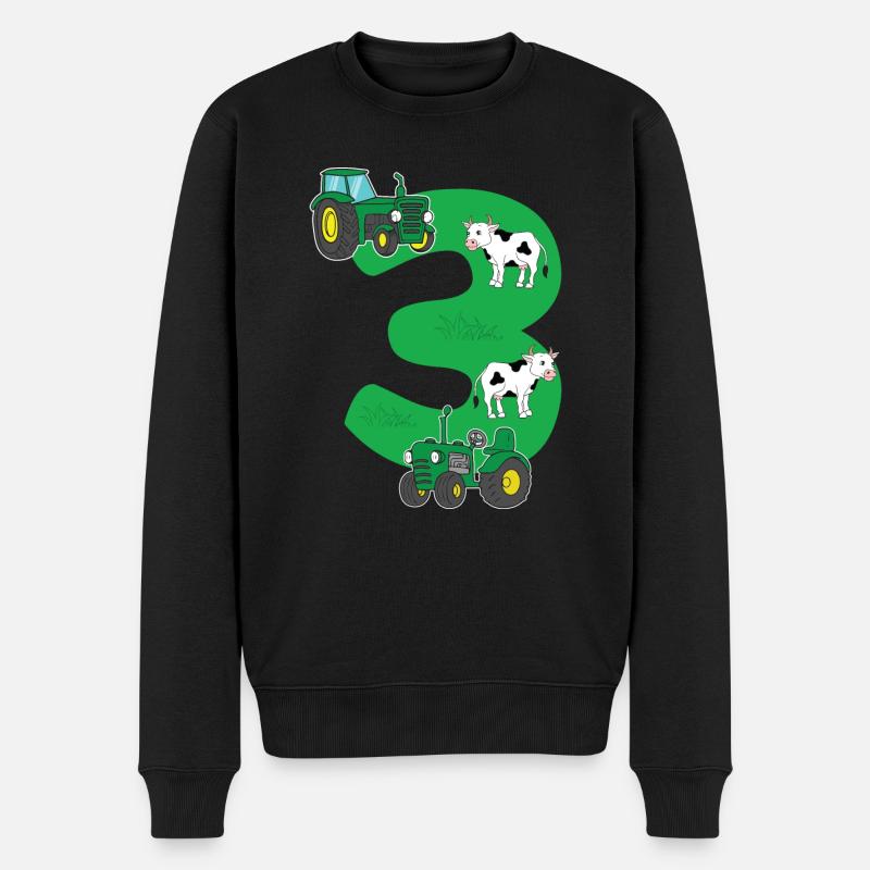 Birthday 3 years tractor farmer 3rd birthday - Männer Premium Bio Pullover - Schwarz