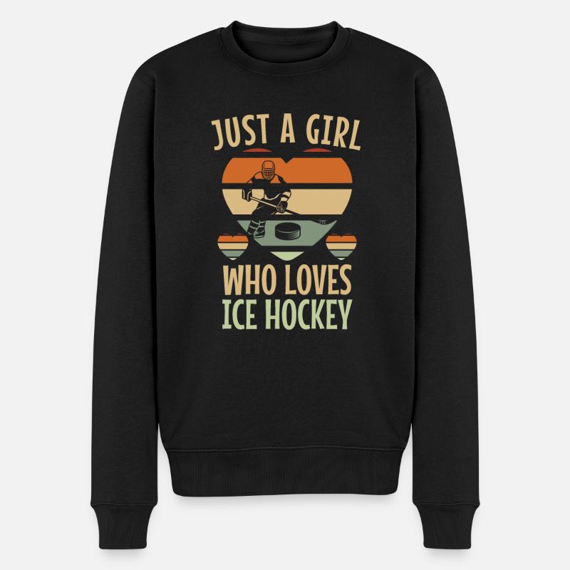 Eishockey Mädchen Vintage Liebe Eishockey - Männer Premium Bio Pullover - Schwarz