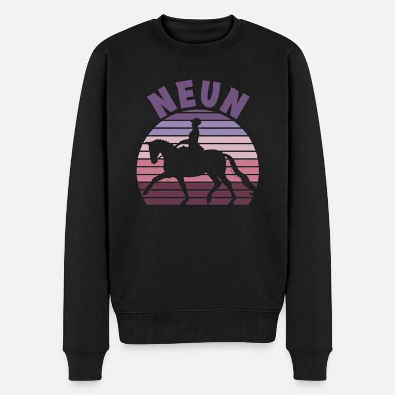 9. Geburtstag Mädchen 9 Jahre Pferd Reiterin - Männer Premium Bio Pullover - Schwarz