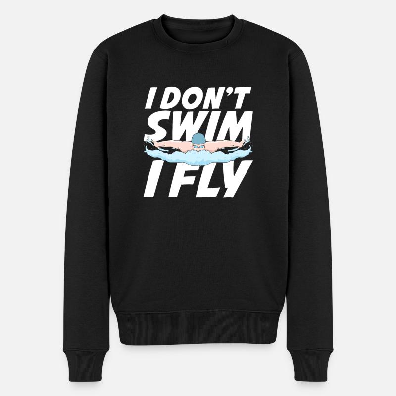 Schwimmen Butterfly Sport Schwimmer Geschenk - Männer Premium Bio Pullover - Schwarz