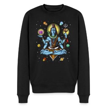 Shiva Psychedelische Meditation - Männer Premium Bio Pullover - Schwarz - Vorne - Nico (187cm)