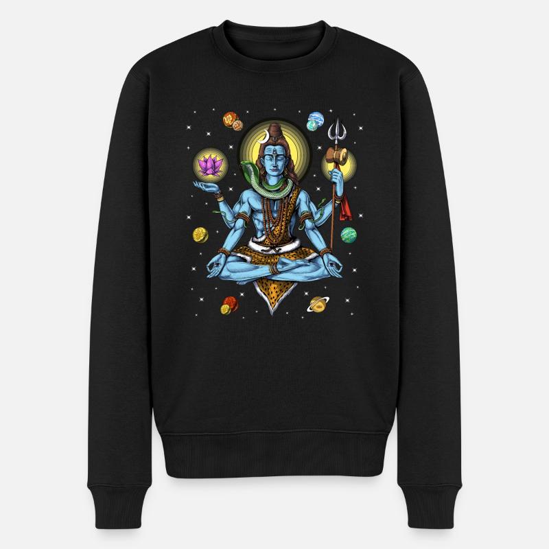 Méditation psychédélique de Shiva - Pull Premium bio Homme - noir