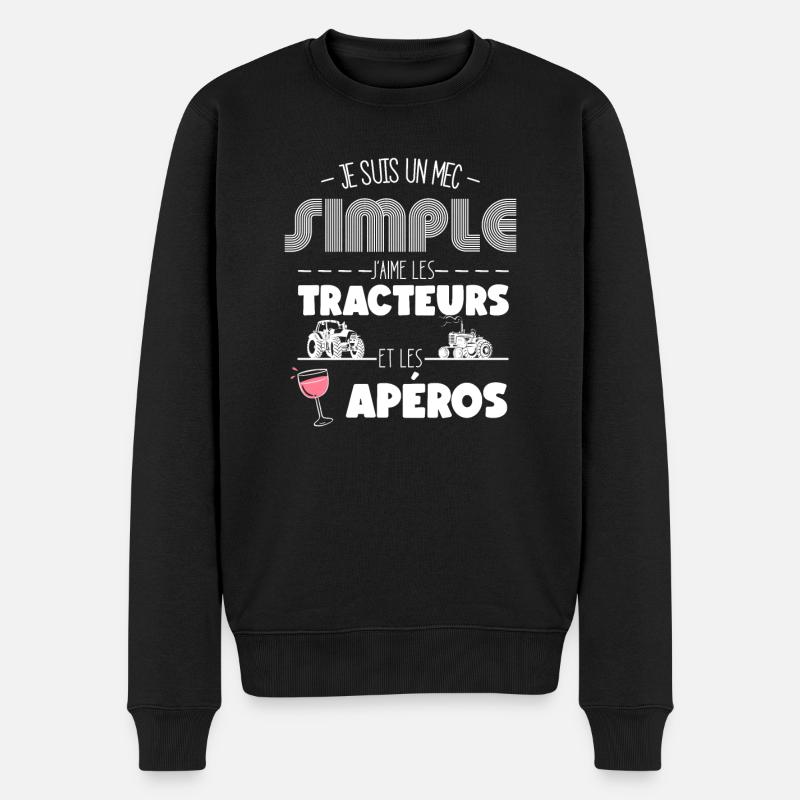 Je Suis Un Mec Simple J'aime Les Tracteurs et les - Pull Premium bio Homme - noir