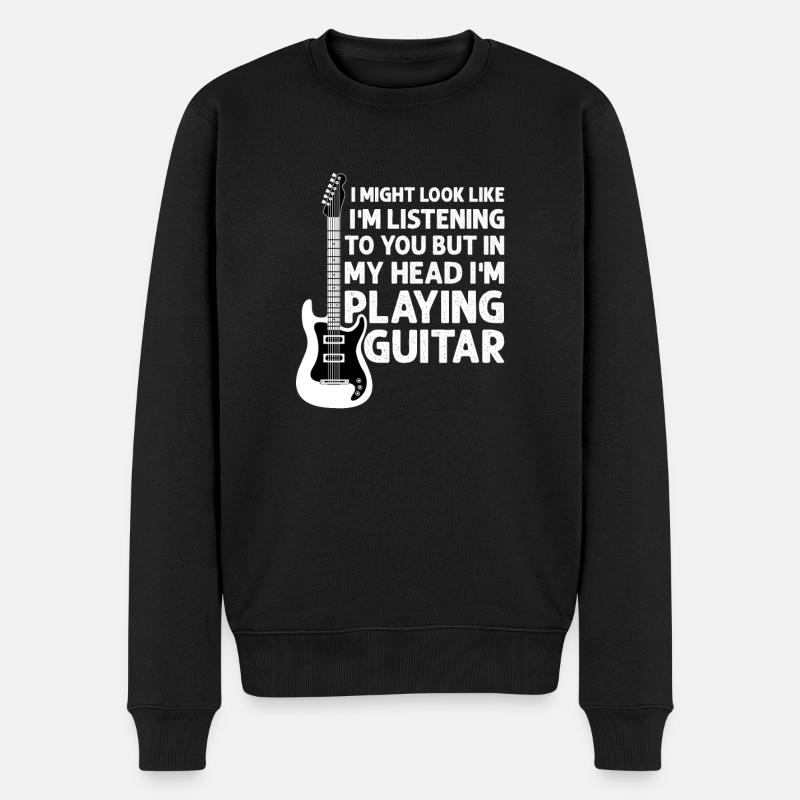 Dans My Head I’m Playing Guitar, Funny Guitarist - Pull Premium bio Homme - noir