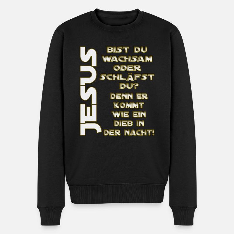Jesus kommt - Männer Premium Bio Pullover - Schwarz
