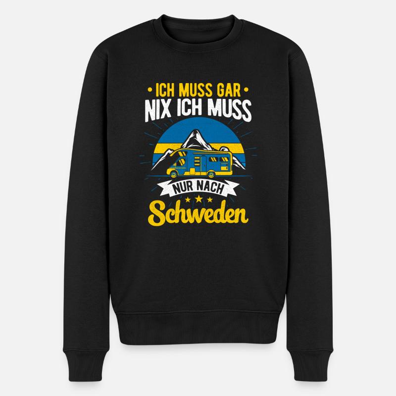 Camper Ich Muss Gar Nix Ich Muss Nur Nach Schweden - Männer Premium Bio Pullover - Schwarz