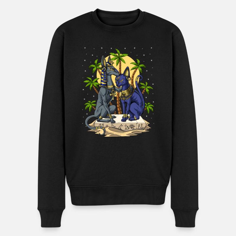 Ägyptische Götter Anubis Bastet - Männer Premium Bio Pullover - Schwarz